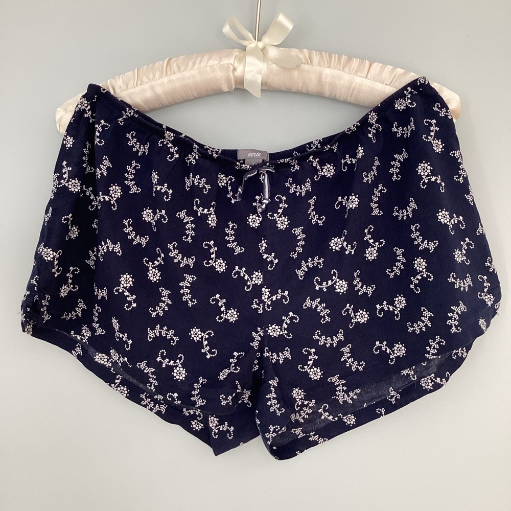 aerie Navy Print Pajama Shorts Size Small/Petite